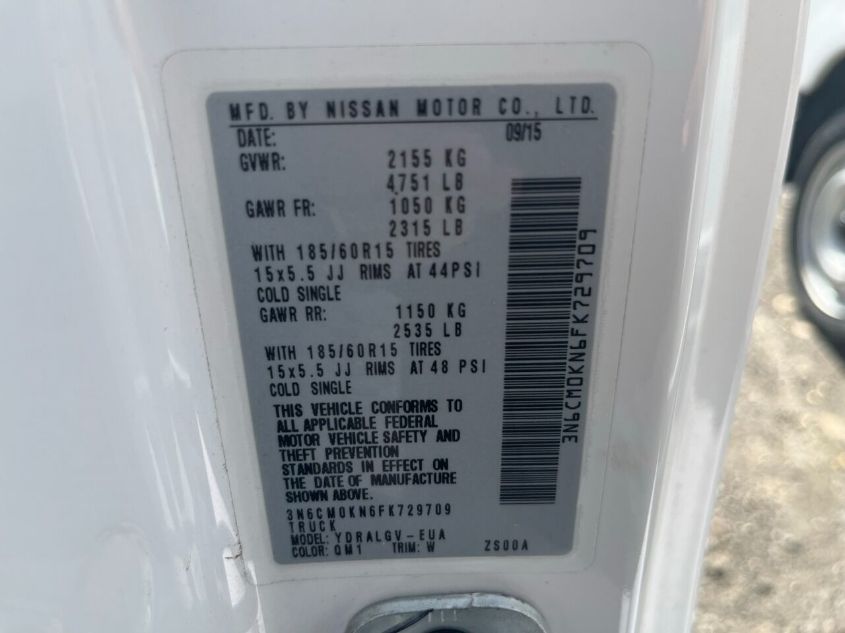 2015 NISSAN NV200 S/SV 3N6CM0KN6FK729709