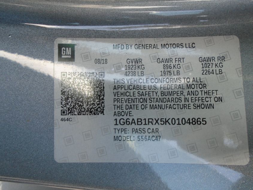 2019 CADILLAC ATS COUPE LUXURY RWD 1G6AB1RX5K0104865