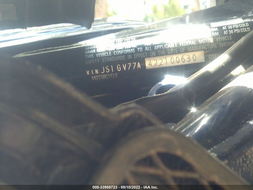 2002 SUZUKI GSF1200 S JS1GV77A422100630