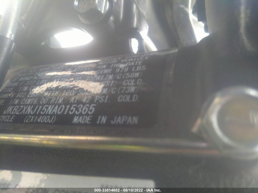 2022 KAWASAKI ZX1400 J JKBZXNJ15NA015365