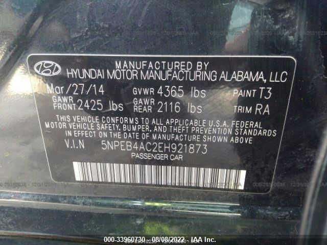 2014 HYUNDAI SONATA GLS 5NPEB4AC2EH921873
