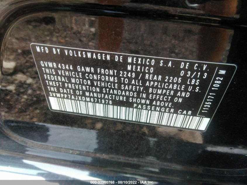 2013 VOLKSWAGEN JETTA SPORTWAGEN SE 3VWPP7AJXDM671976