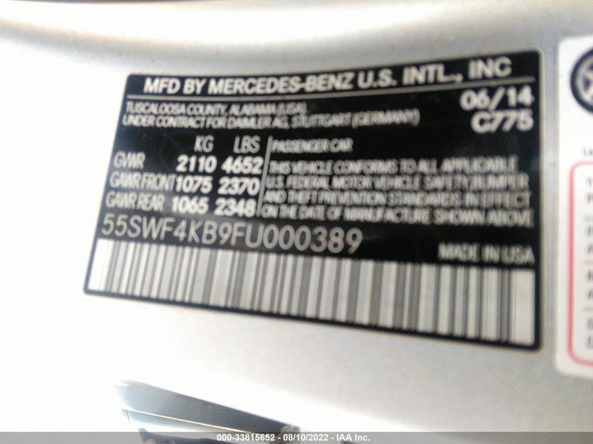 2015 MERCEDES-BENZ C 300 4MATIC 55SWF4KB9FU000389