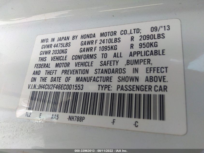 2014 ACURA TSX JH4CU2F46EC001553