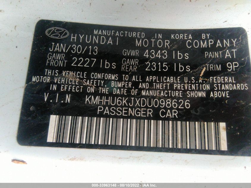 2013 HYUNDAI GENESIS COUPE 3.8 R-SPEC KMHHU6KJXDU098626