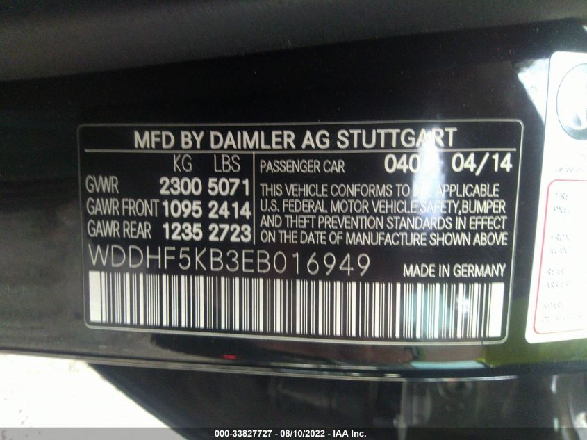 2014 MERCEDES-BENZ E 350 WDDHF5KB3EB016949