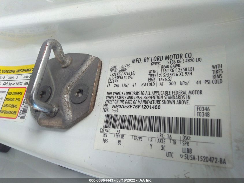 2015 FORD TRANSIT CONNECT WAGON XLT NM0AE8F76F1201488