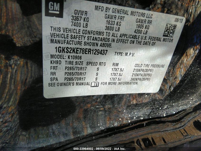 2014 GMC YUKON XL SLT 1GKS2KE78ER129437