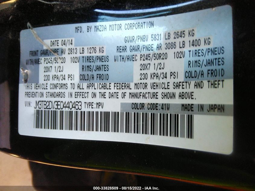 2014 MAZDA CX-9 GRAND TOURING JM3TB2DV3E0440463