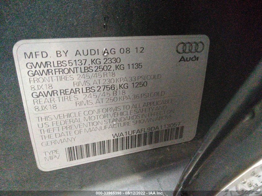 2013 AUDI ALLROAD PREMIUM PLUS WA1UFAFL9DA113057