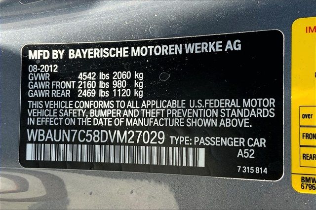 2013 BMW 1 SERIES 135I/135IS WBAUN7C58DVM27029