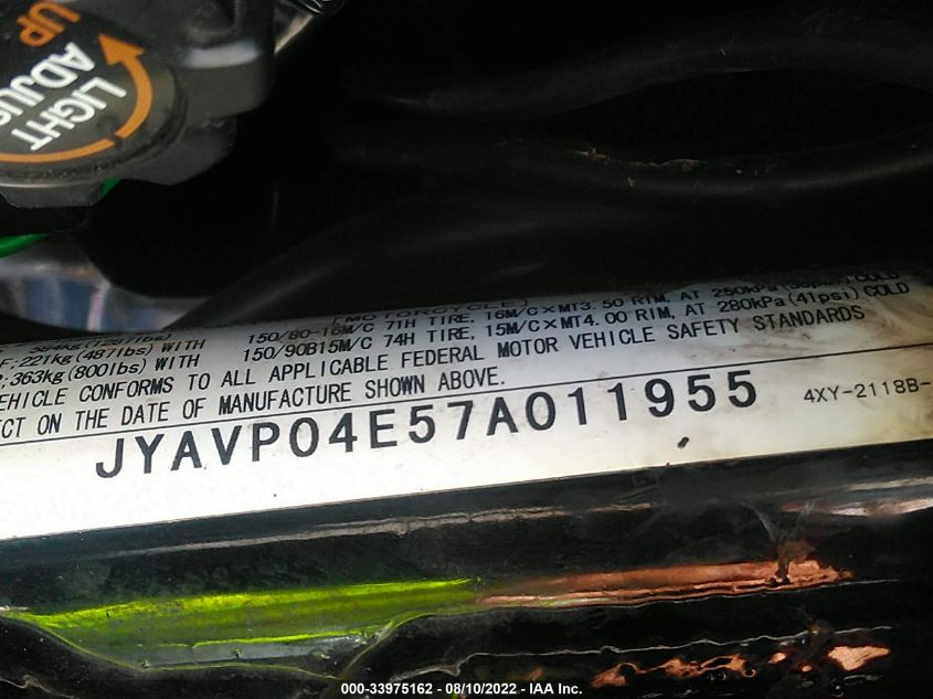 2007 YAMAHA XVZ13 TF JYAVP04E57A011955