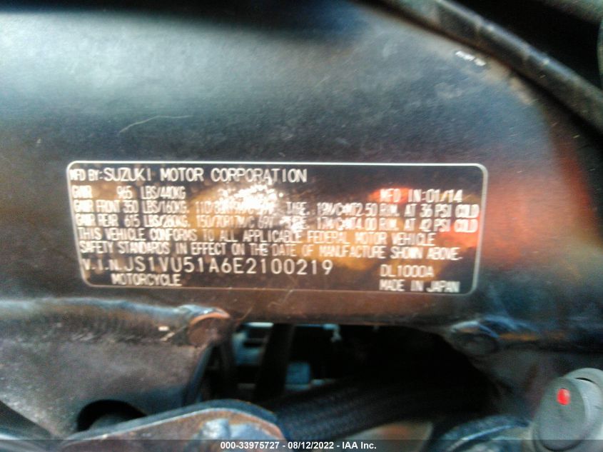 2014 SUZUKI DL1000 JS1VU51A6E2100219