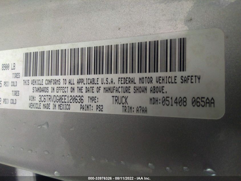 2014 RAM PROMASTER 3C6TRVDG0EE120636