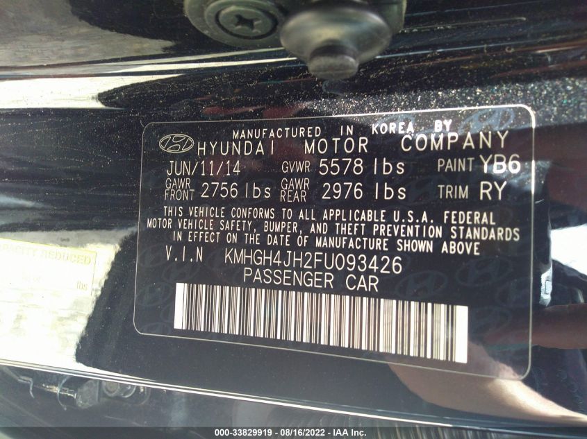 2015 HYUNDAI EQUUS ULTIMATE KMHGH4JH2FU093426