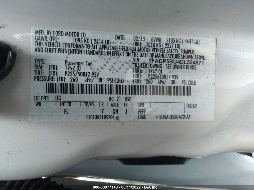 2013 FORD C-MAX HYBRID SEL 1FADP5BU4DL524871