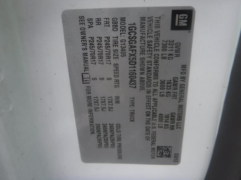 2013 CHEVROLET EXPRESS CARGO VAN 1GCSGAFX5D1160437