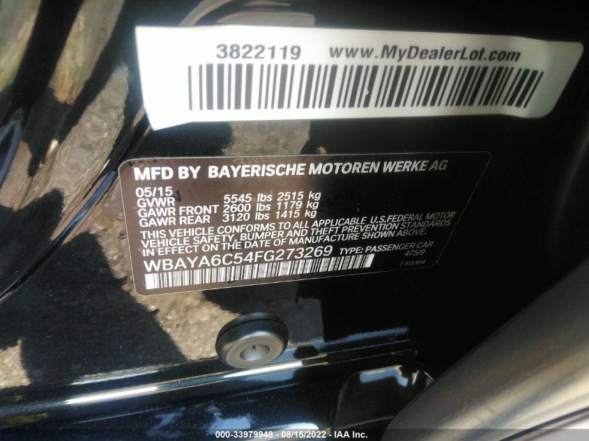 2015 BMW 7 SERIES 740I WBAYA6C54FG273269