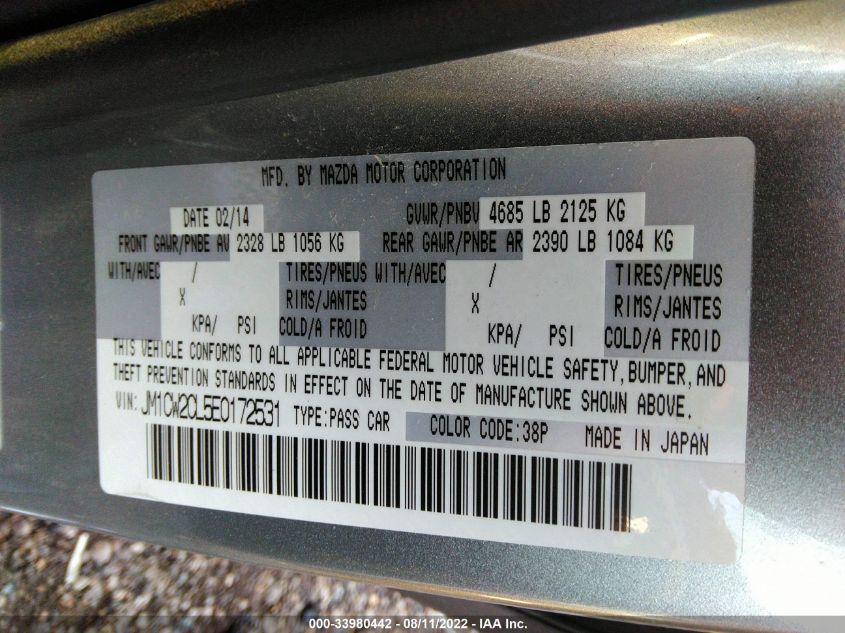 2014 MAZDA MAZDA5 TOURING JM1CW2CL5E0172531