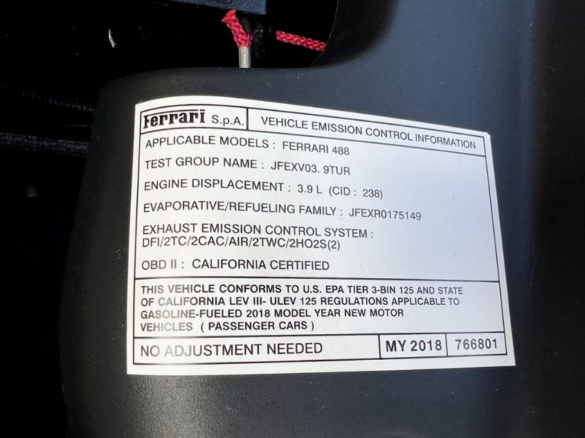 2018 FERRARI 488 SPIDER ZFF80AMA3J0230632