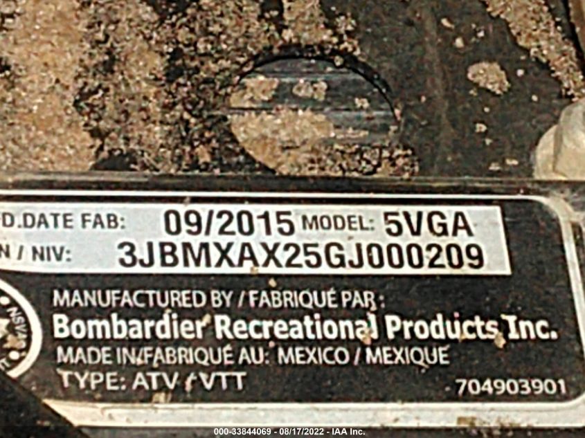 2016 CAN-AM RENEGADE X XC 1000R 3JBMXAX25GJ000209