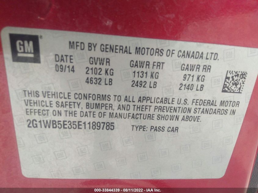 2014 CHEVROLET IMPALA LIMITED LT 2G1WB5E35E1189785