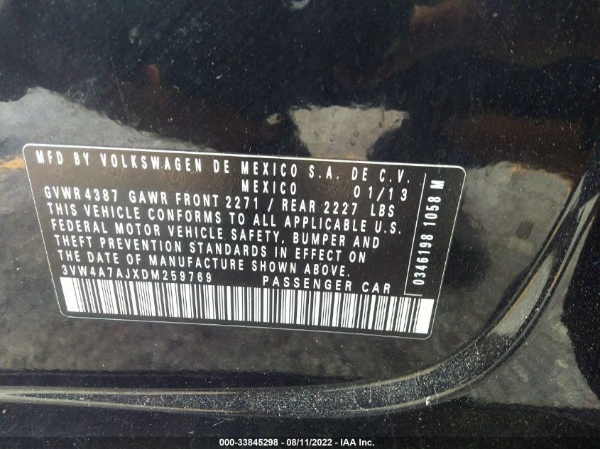 2013 VOLKSWAGEN GLI AUTOBAHN 3VW4A7AJXDM259769