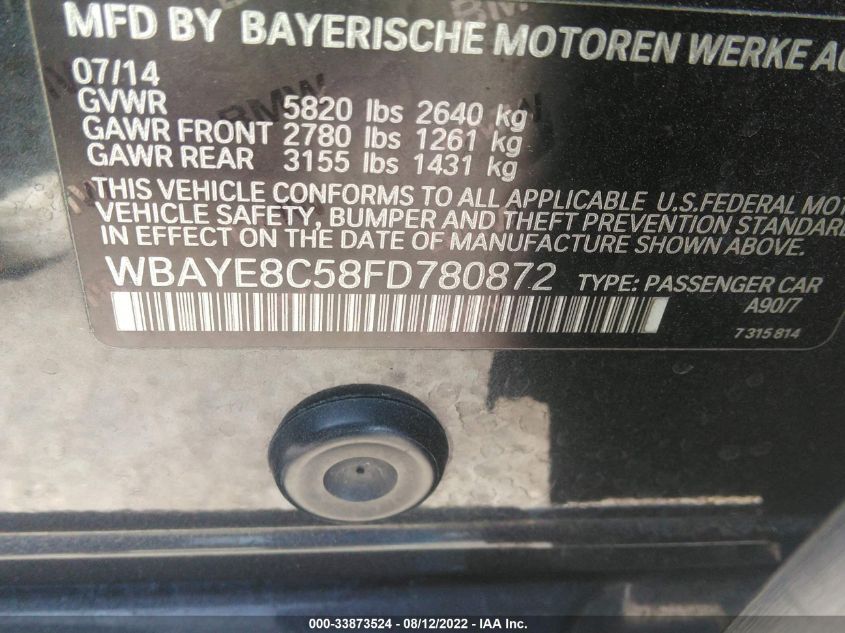 2015 BMW 7 SERIES 750LI WBAYE8C58FD780872
