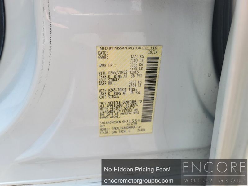 2015 NISSAN ARMADA SV 5N1BA0NDXFN601554