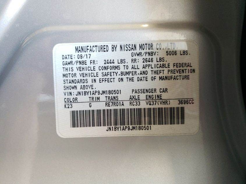 2018 INFINITI Q70 3.7 LUXE JN1BY1AP9JM180501