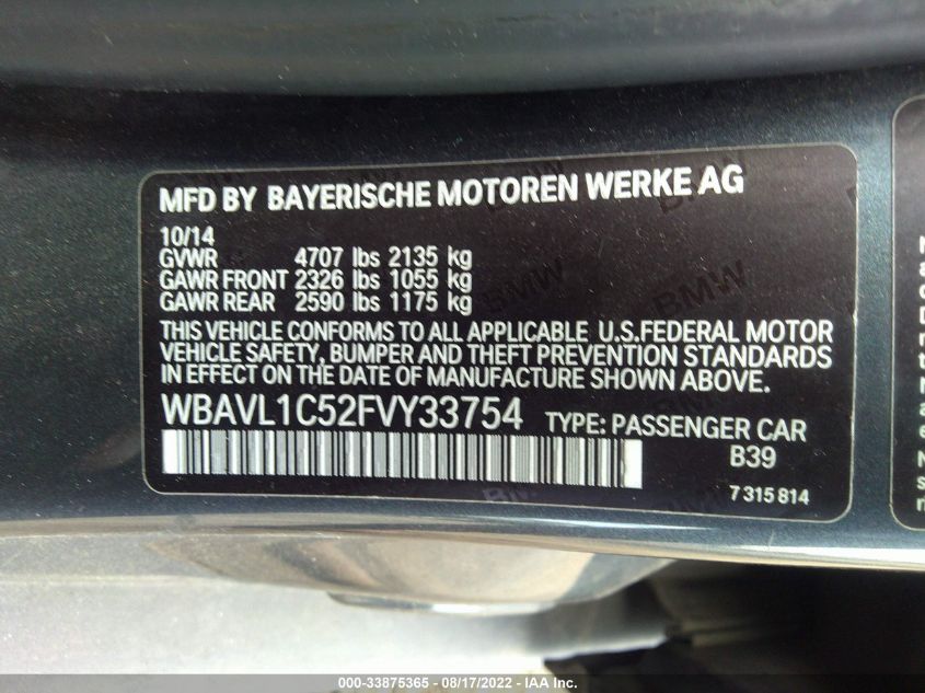 2015 BMW X1 XDRIVE28I WBAVL1C52FVY33754