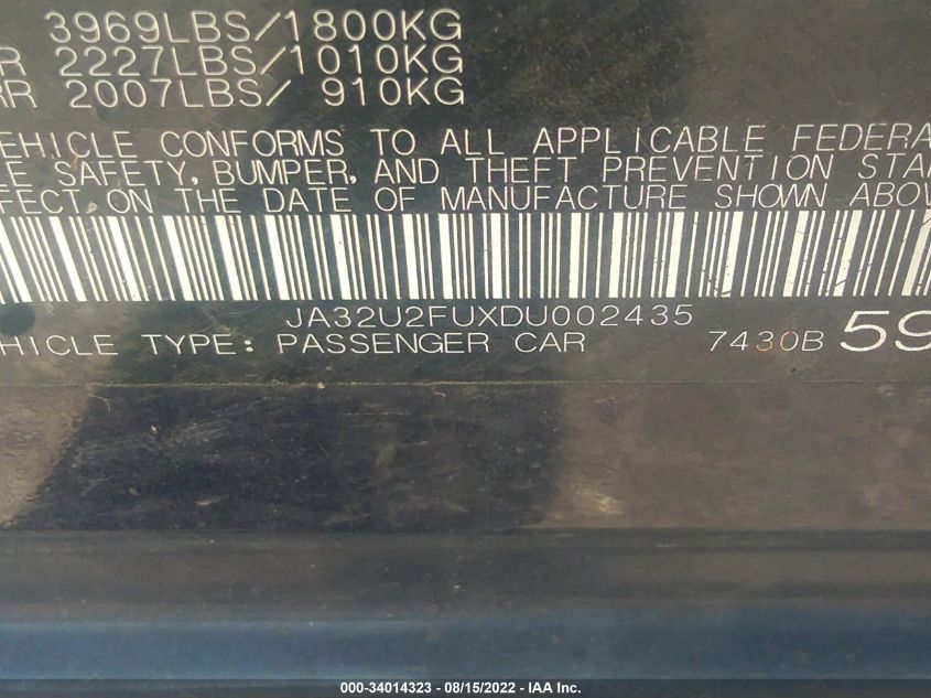2013 MITSUBISHI LANCER ES JA32U2FUXDU002435