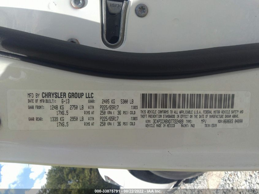 VIN 3C4PDCABXDT722489 2013 DODGE JOURNEY no.9