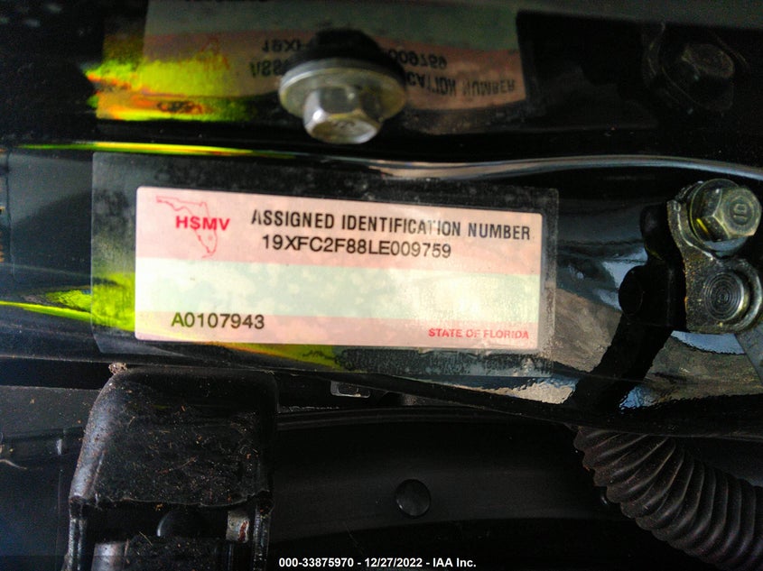 VIN 19XFC2F88LE009759 2020 HONDA CIVIC SEDAN SPORT