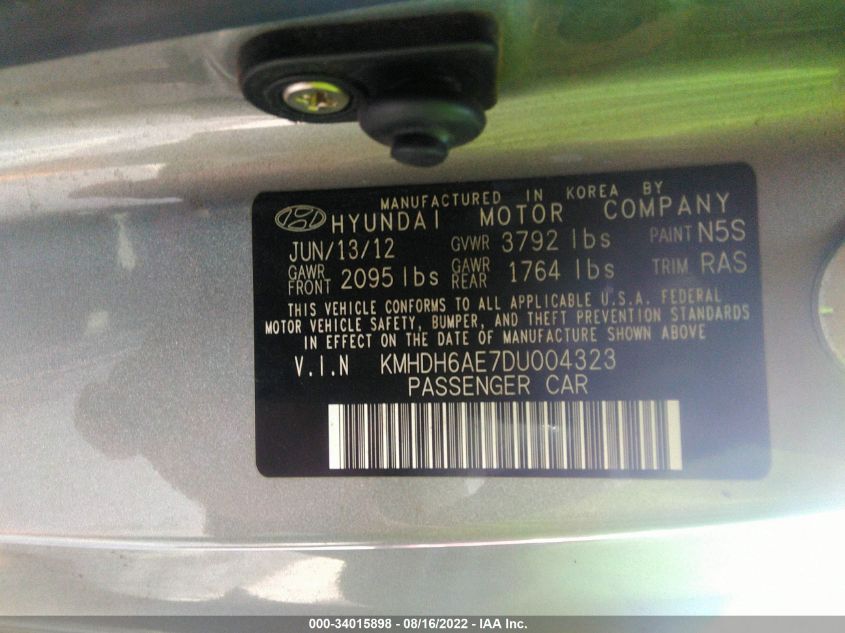 2013 HYUNDAI ELANTRA COUPE GS KMHDH6AE7DU004323
