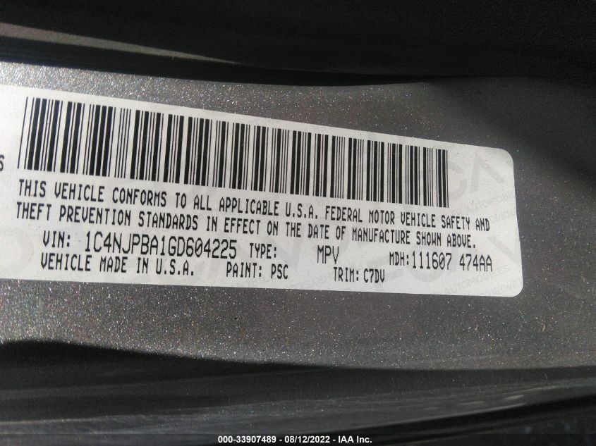 VIN 1C4NJPBA1GD604225 2016 JEEP PATRIOT no.9