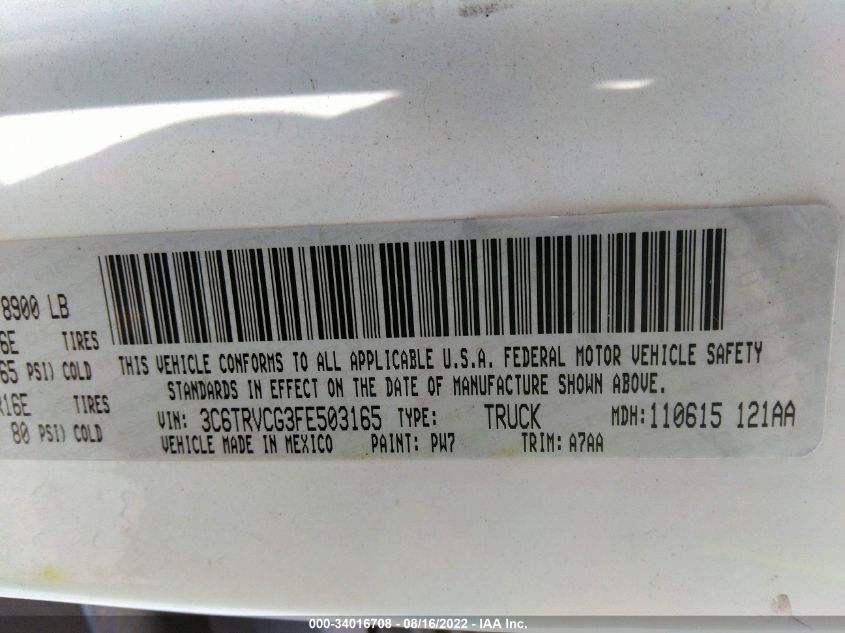 2015 RAM PROMASTER 3C6TRVCG3FE503165
