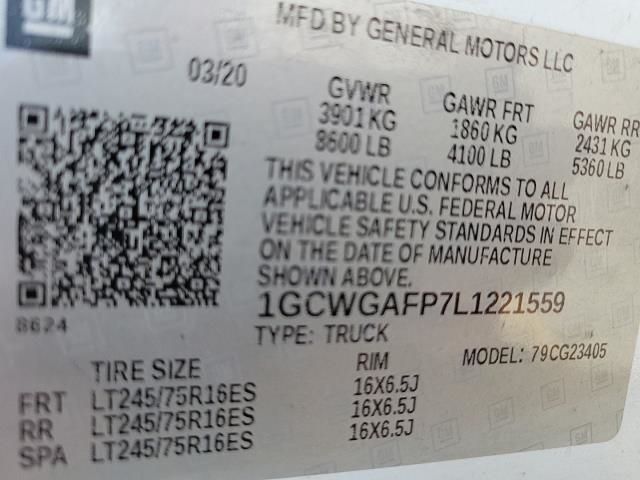 2020 CHEVROLET EXPRESS CARGO VAN 1GCWGAFP7L1221559