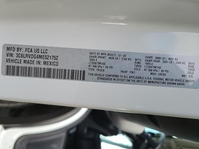 2021 RAM PROMASTER CARGO VAN 3C6LRVDG4ME521752