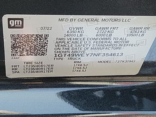 2022 GMC SIERRA 3500HD DENALI 1GT49WEY7NF354613