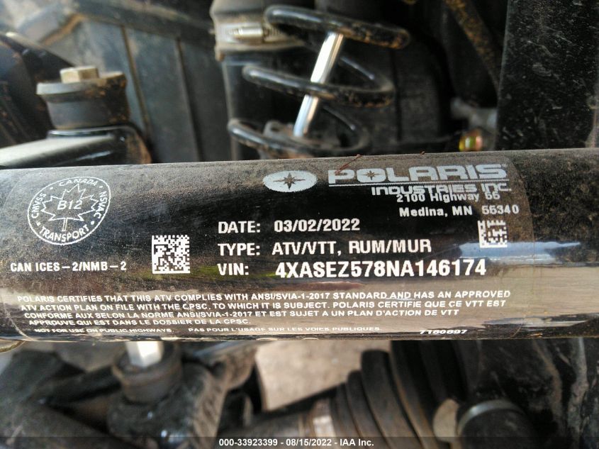 2022 POLARIS SPORTSMAN 570 PREMIUM 4XASEZ578NA146174