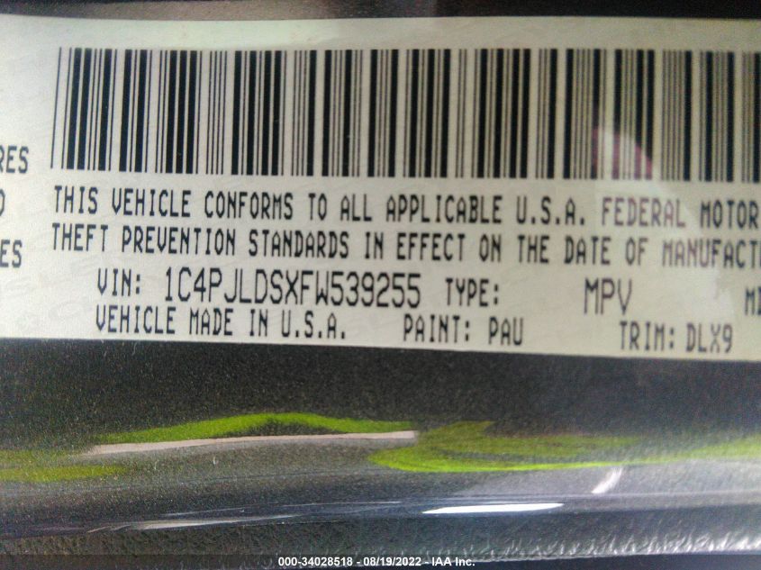 2015 JEEP CHEROKEE LIMITED 1C4PJLDSXFW539255