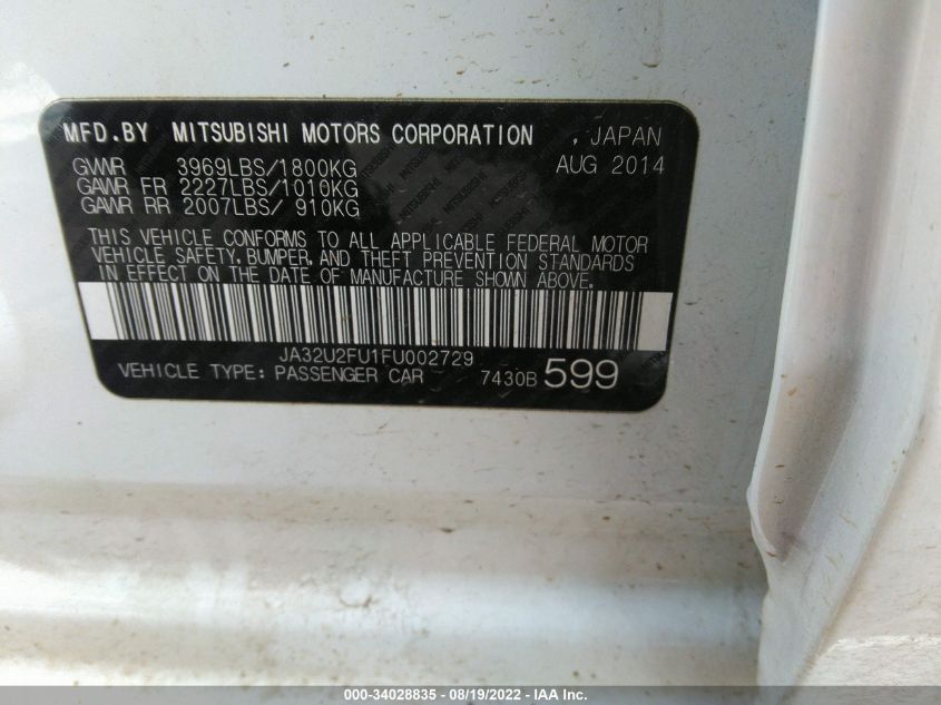 2015 MITSUBISHI LANCER ES JA32U2FU1FU002729