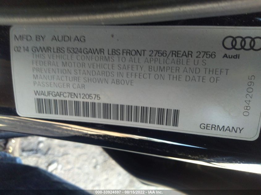 2014 AUDI A6 3.0T PREMIUM PLUS WAUFGAFC7EN120575
