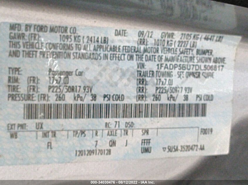 2013 FORD C-MAX HYBRID SEL 1FADP5BU7DL506817