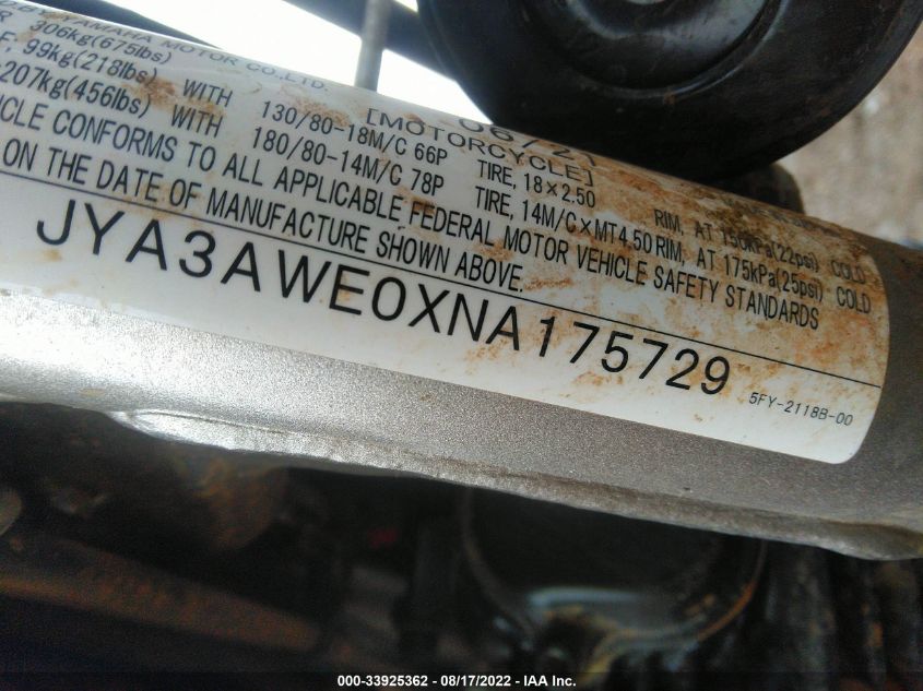 2022 YAMAHA TW200 JYA3AWE0XNA175729