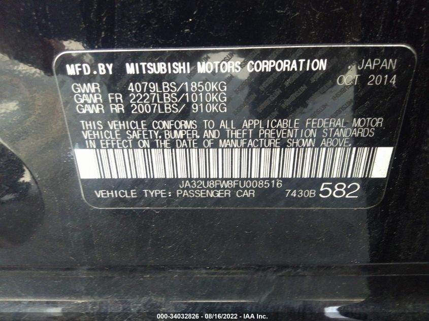 2015 MITSUBISHI LANCER GT JA32U8FW8FU008516