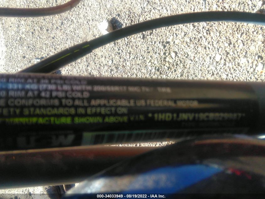 2012 HARLEY-DAVIDSON FLSTFB FATBOY LO 1HD1JNV19CB029987