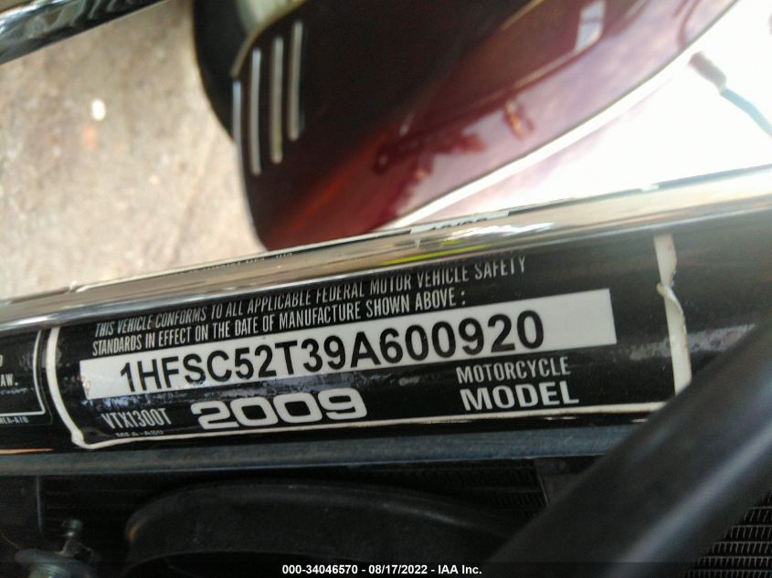 2009 HONDA VTX1300 T 1HFSC52T39A600920