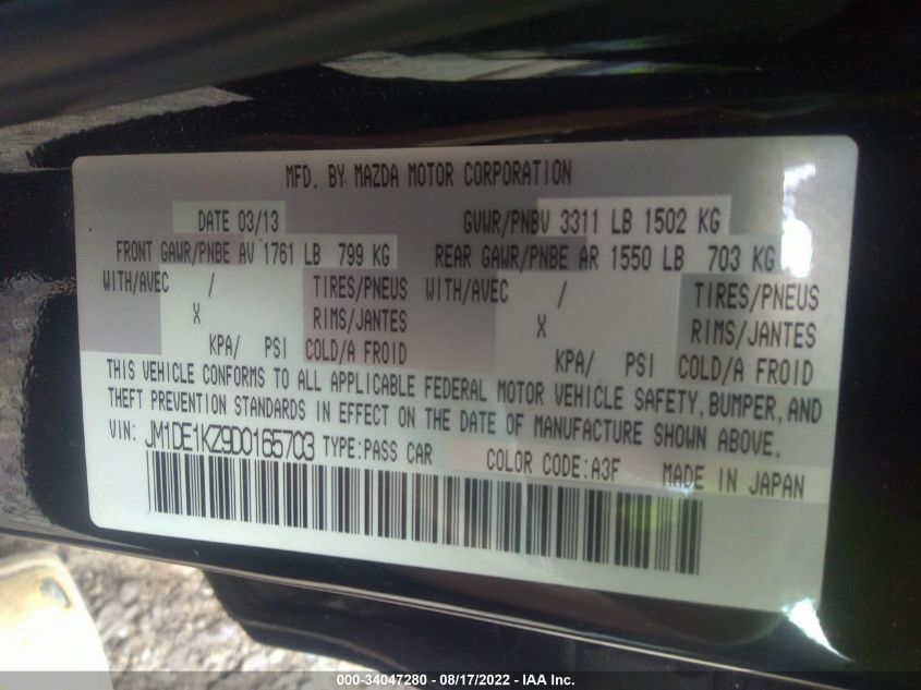 2013 MAZDA MAZDA2 SPORT JM1DE1KZ9D0165703